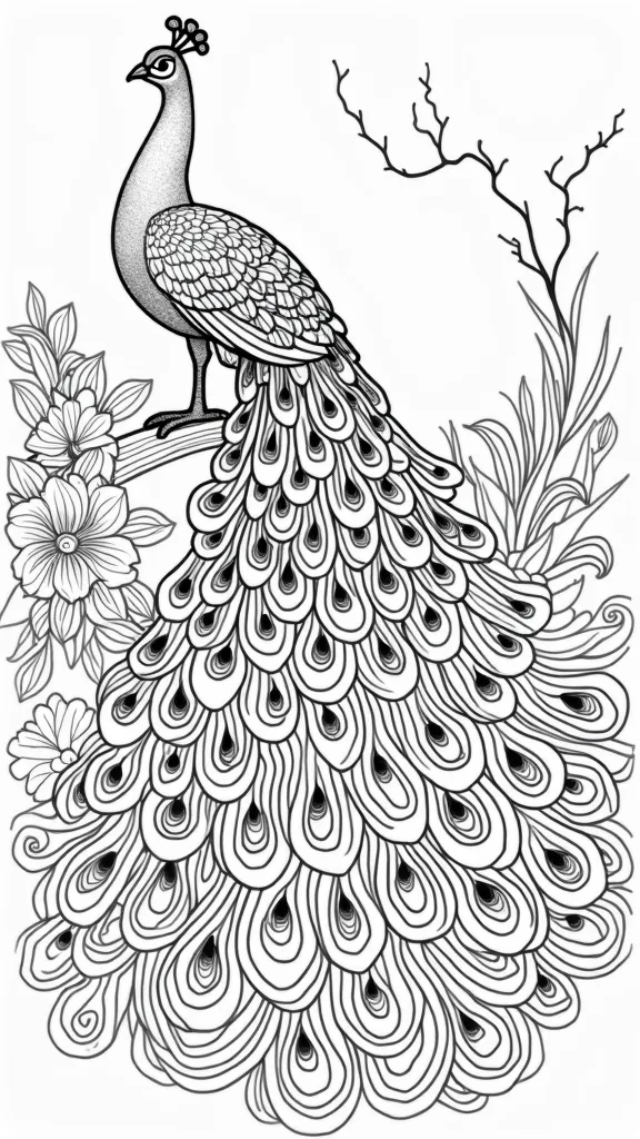 realistic peacock coloring pages